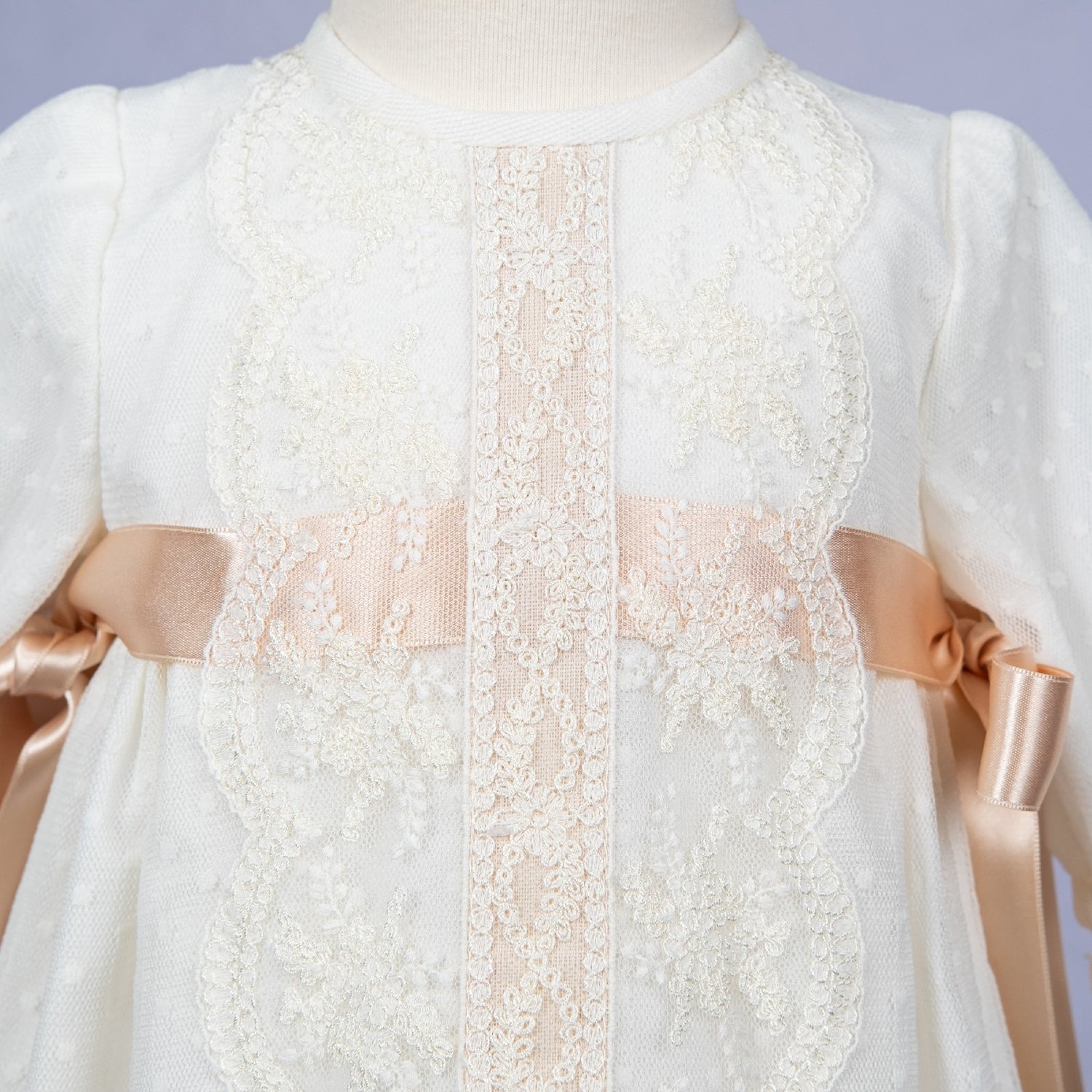 Mikimama tulle with Lace sleeveless Baby Ceremony Dress and Bonnet