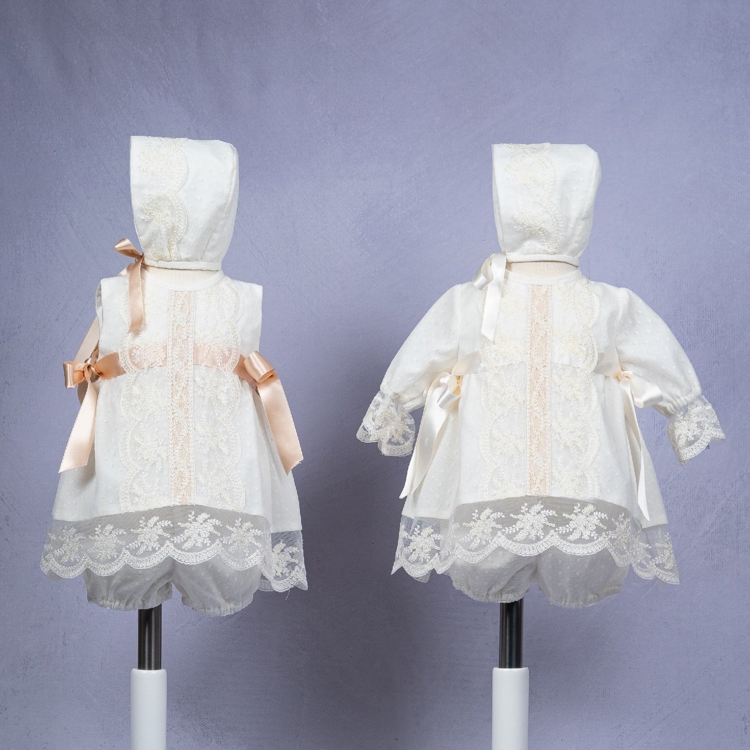 Mikimama tulle with Lace sleeveless Baby Ceremony Dress and Bonnet