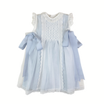 Luxe crystal  2-piece  Handsmocked Blue Baby Dress