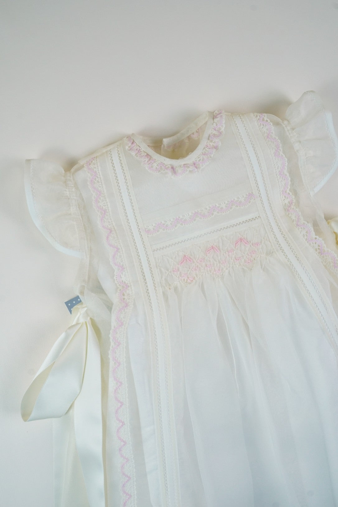 Luxe 2piece Spain Handmade Ivory/Pink Baby Dress