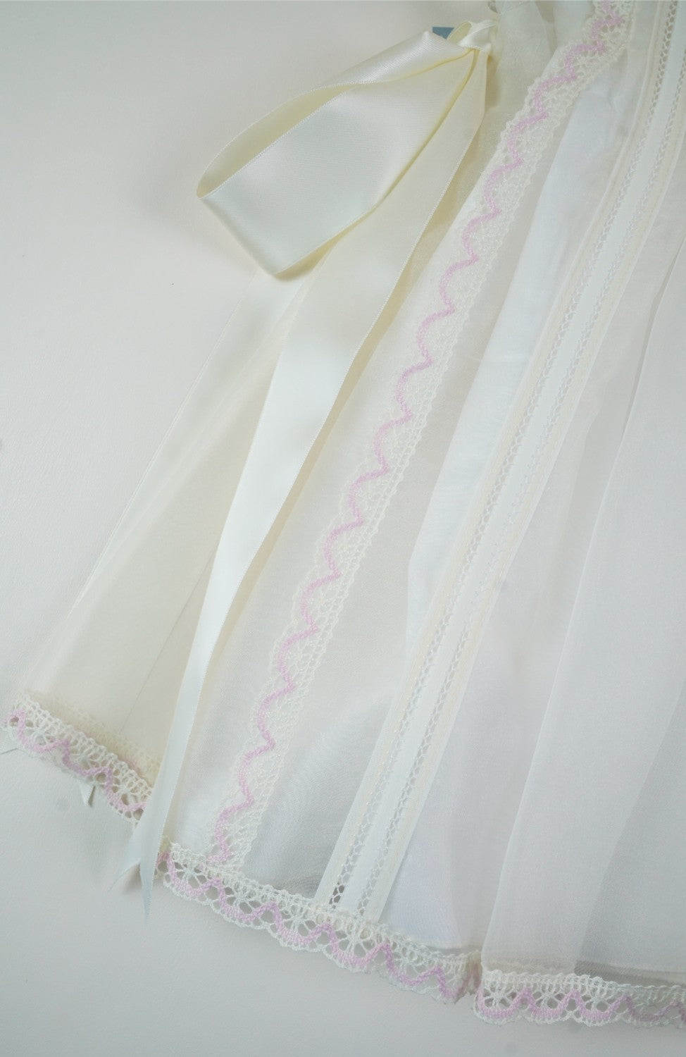 Luxe 2piece Spain Handmade Ivory/Pink Baby Dress