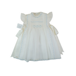Luxe 2piece Spain Handmade Ivory/Blue Baby Dress