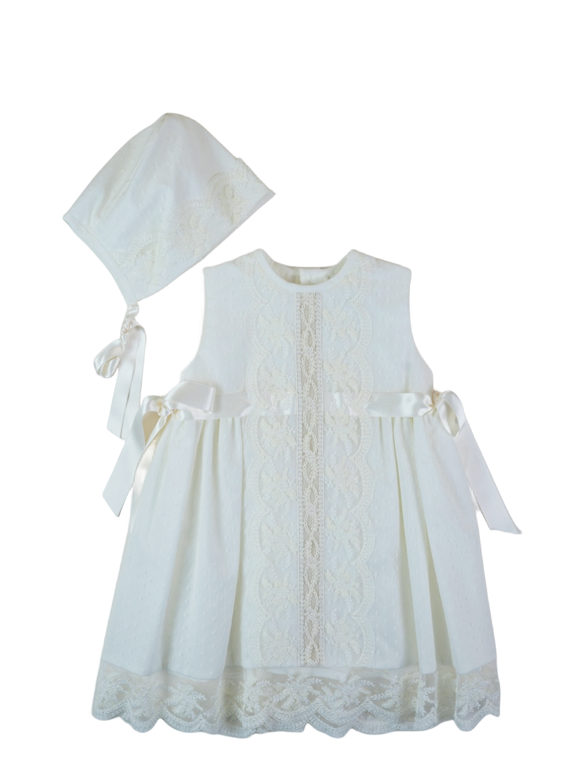 Mikimama tulle with Lace Baby Ceremony Dress and Bonnet