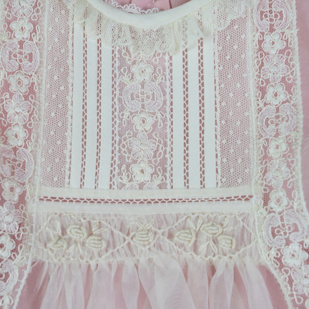 Exquisite Luxe 2-piece Handmade Ivory/Pink Baby Girl Birthday Dress