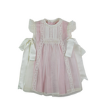 Exquisite Luxe 2-piece Handmade Ivory/Pink Baby Girl Birthday Dress