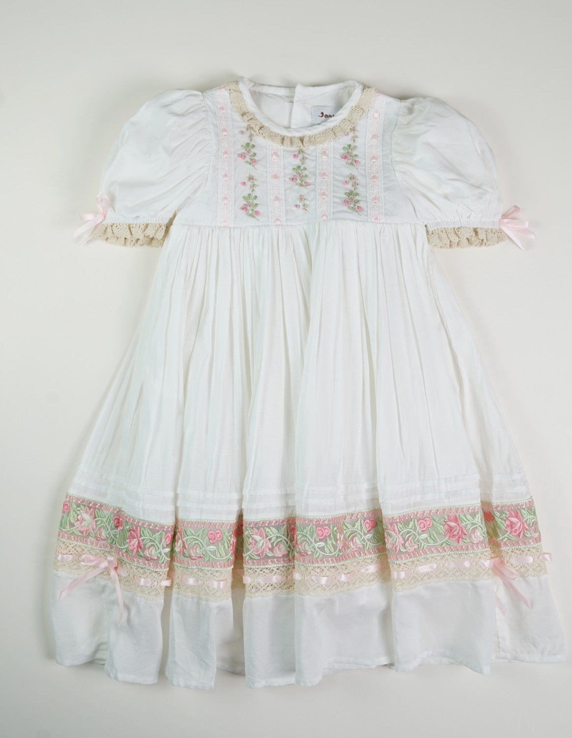 JannyBB Hand Embroidered Heirloom Pink Dress