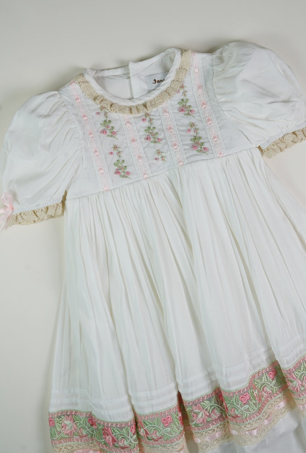 JannyBB Hand Embroidered Heirloom Pink Dress