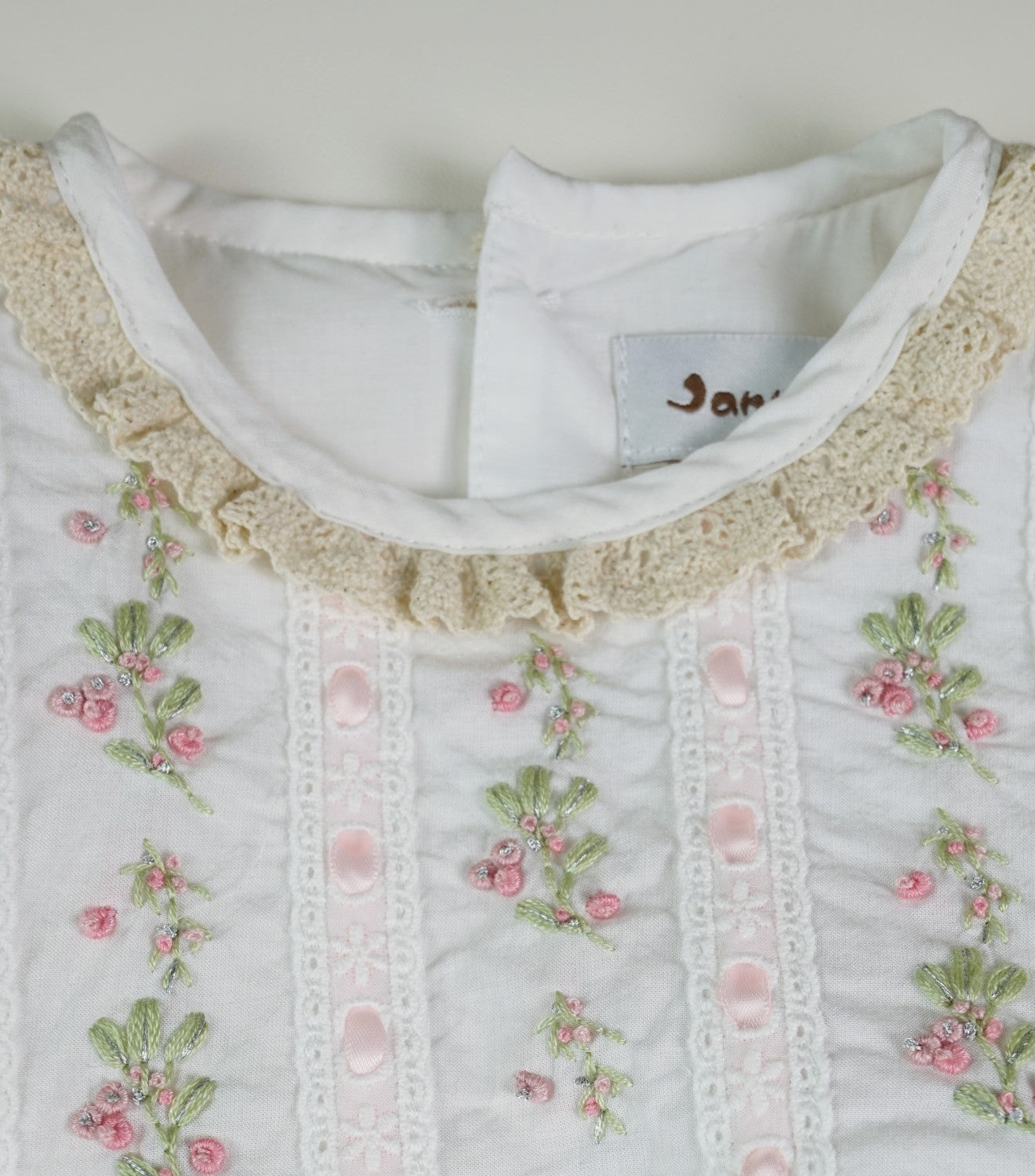 JannyBB Hand Embroidered Heirloom Pink Dress
