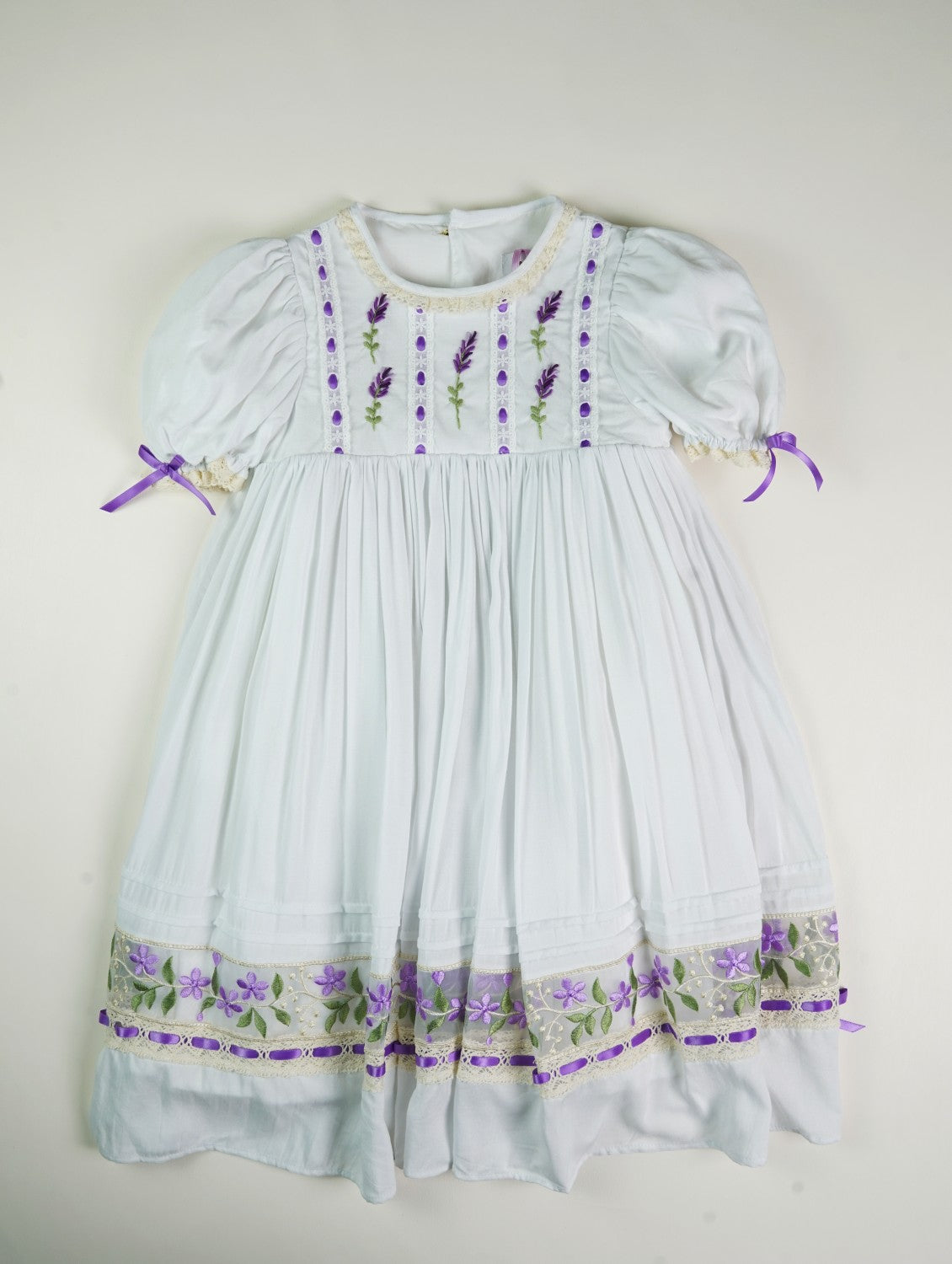 JannyBB Purple Flower Lovers Hand Embroidered Heirloom Dress