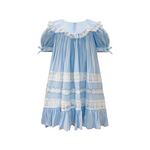 JannyBB Blue Vintage Wave Sailor Neck Heirloom Dress