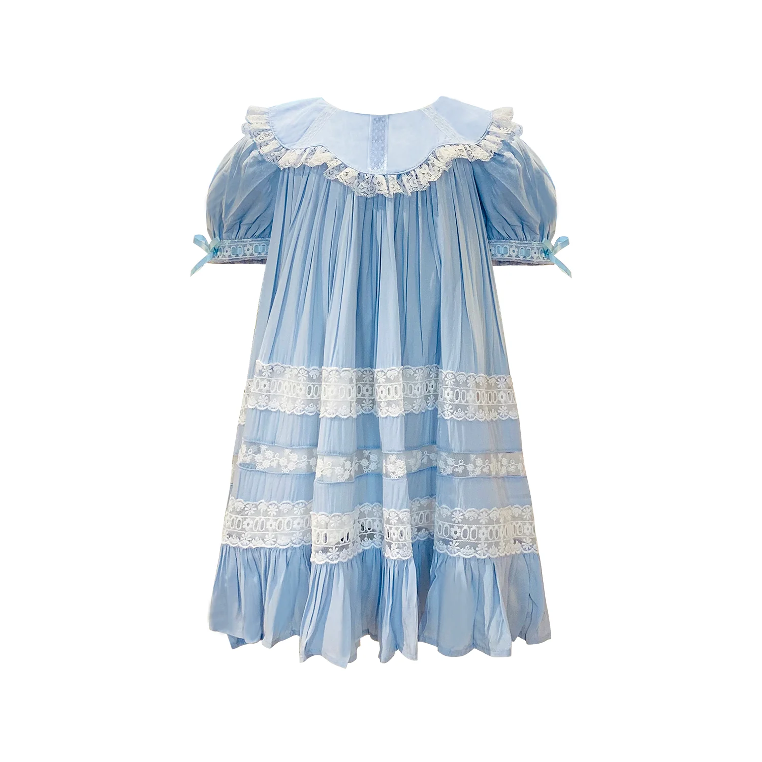 JannyBB Blue Vintage Wave Sailor Neck Heirloom Dress