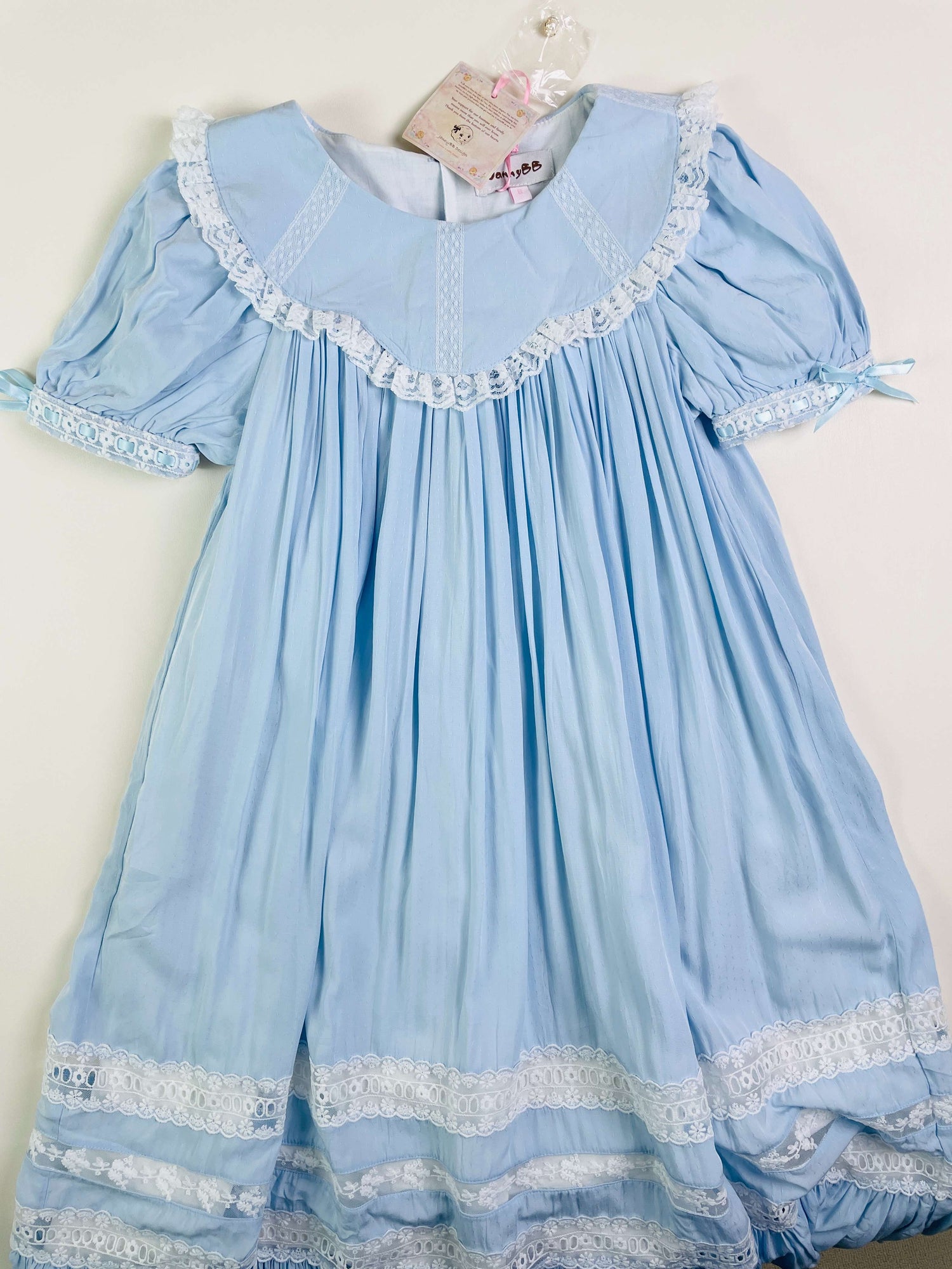 JannyBB Blue Vintage Wave Sailor Neck Heirloom Dress
