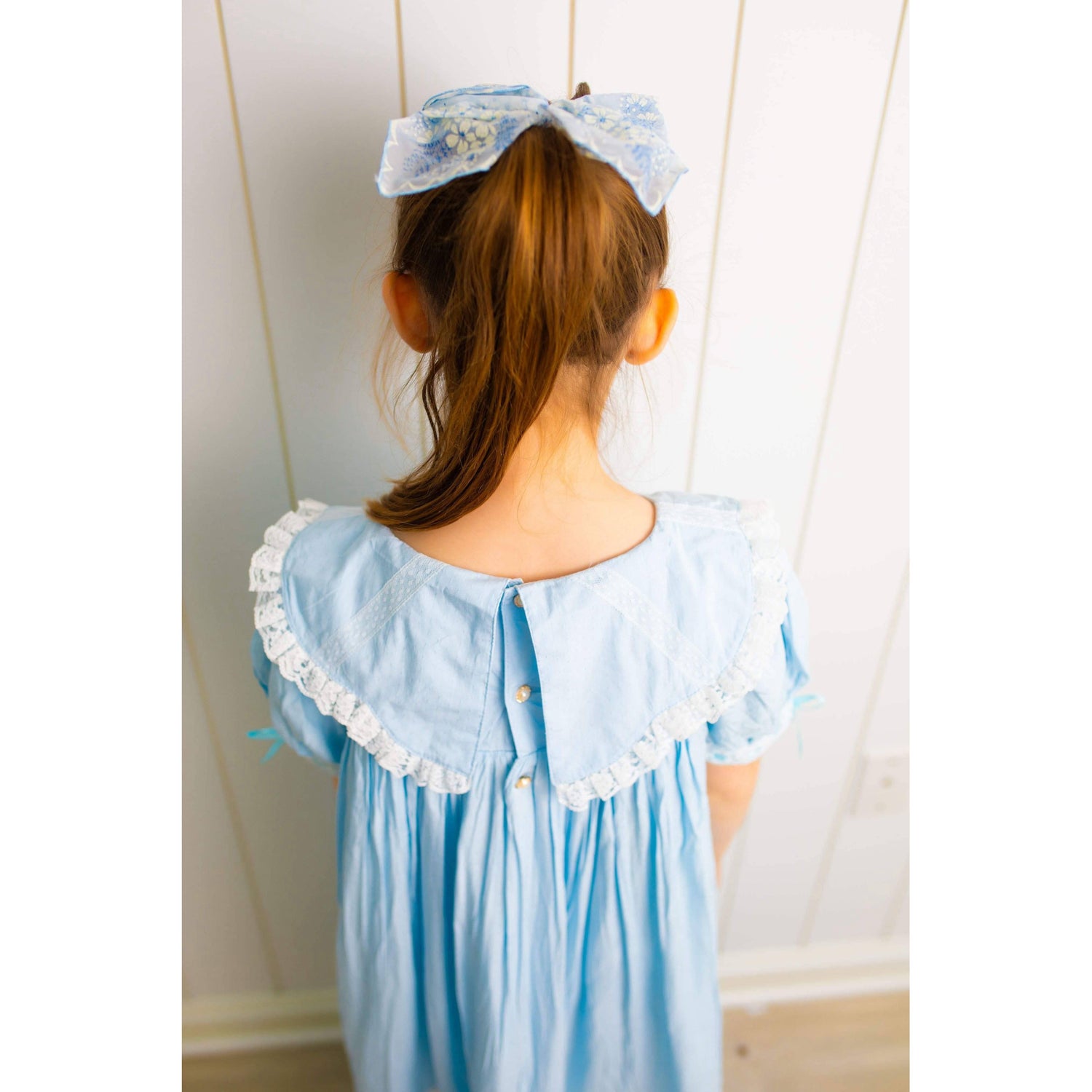 JannyBB Blue Vintage Wave Sailor Neck Heirloom Dress