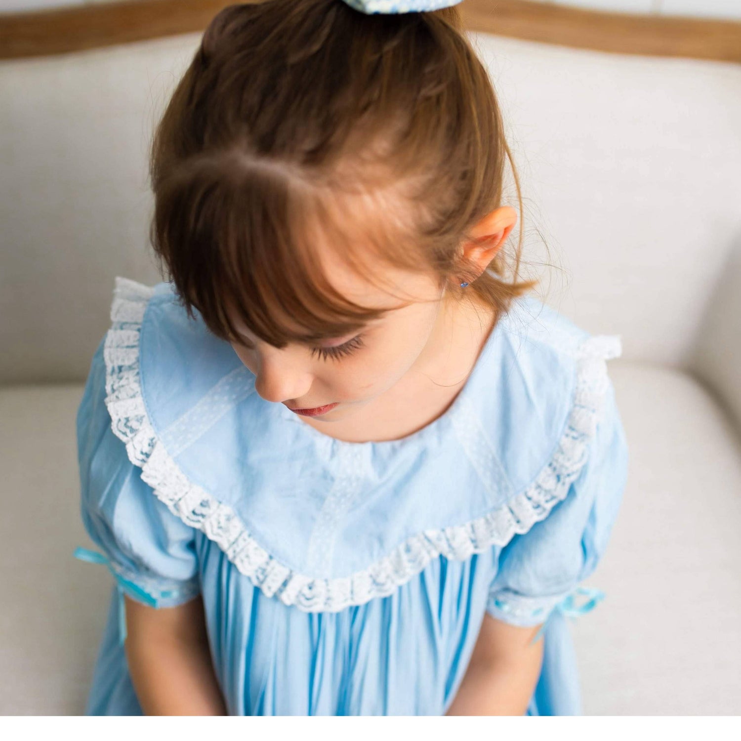 JannyBB Blue Vintage Wave Sailor Neck Heirloom Dress