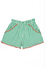 Simone Girls' Striped Shorts with Scalloped Trim