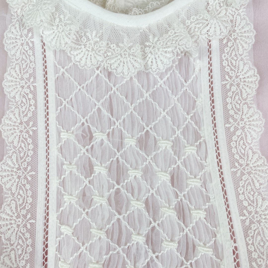 Pink crystal  2-piece Luxe Handsmocked Baby Dress