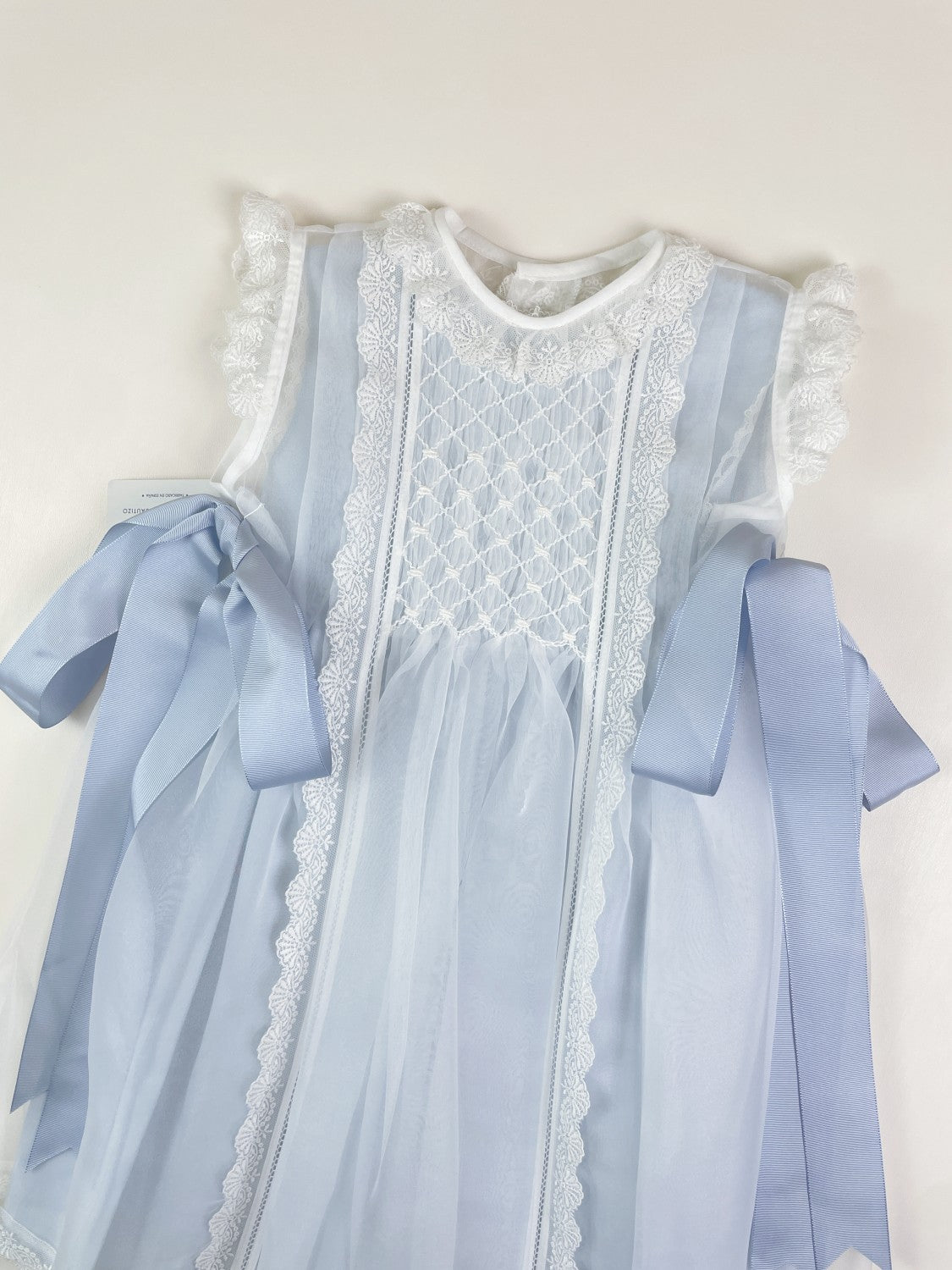 Luxe crystal  2-piece  Handsmocked Blue Baby Dress