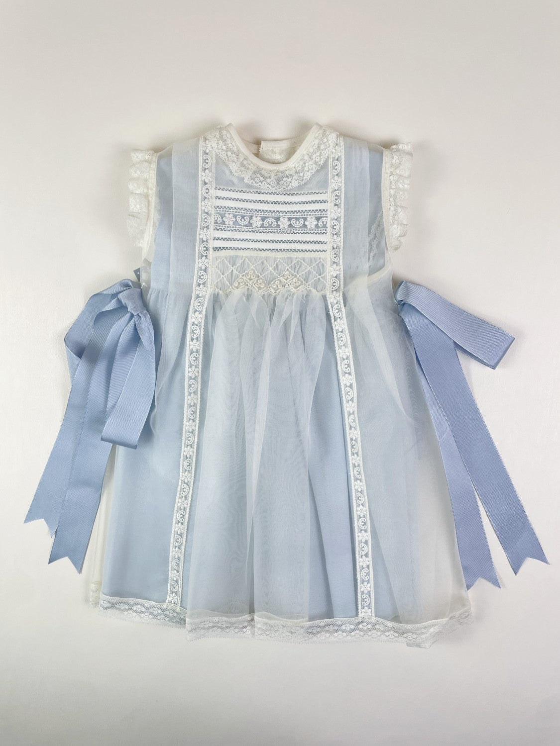 Spain Handmade smocked Blue 2-piece dress