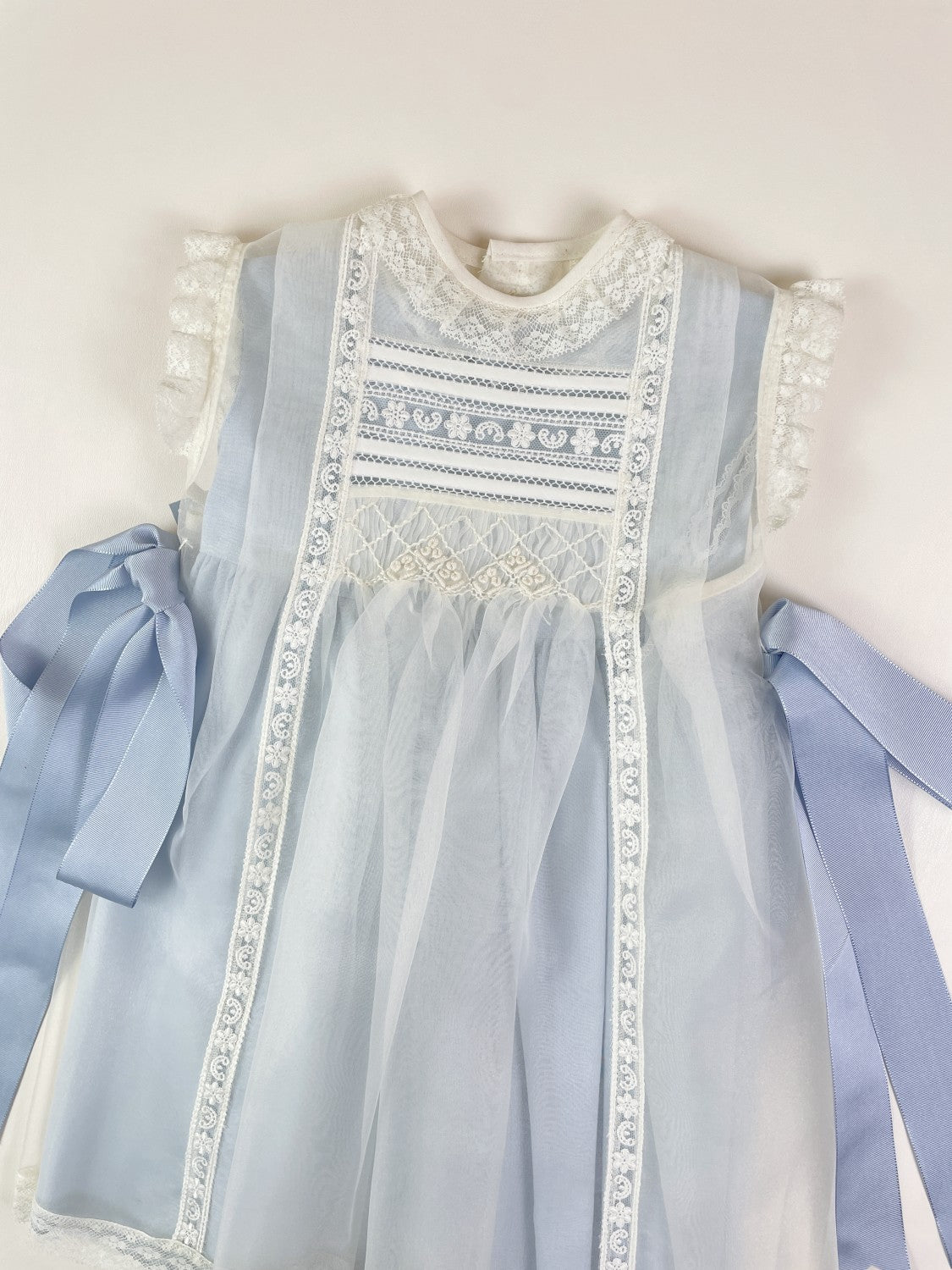 Spain Handmade smocked Blue 2-piece dress