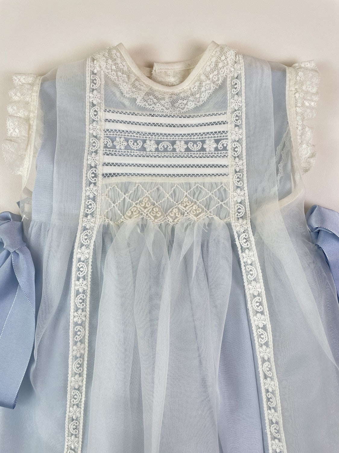 Spain Handmade smocked Blue 2-piece dress