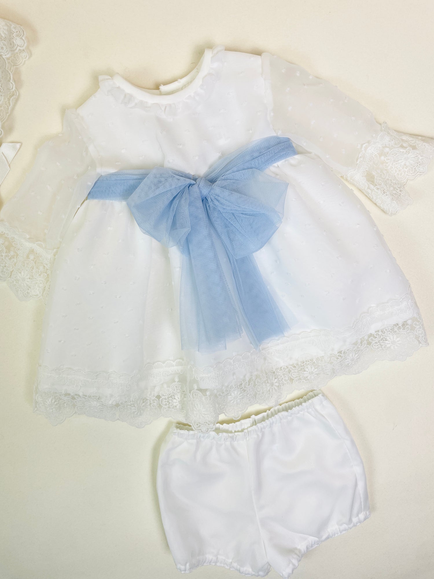 Mikimama Organza tulle long sleeves Baby Ceremony Dress with Bonnet