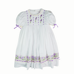 JannyBB Purple Flower Lovers Hand Embroidered Heirloom Dress