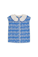 Hello Simone Sleeveless Printed Poplin Shirt