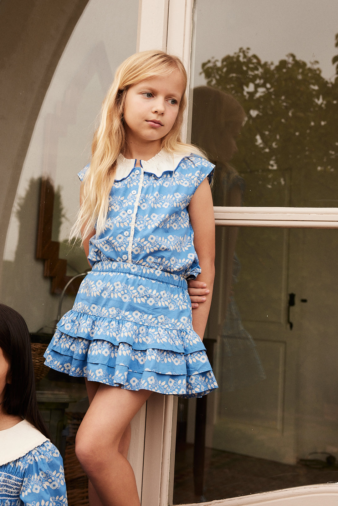 Hello Simone Sleeveless Printed Poplin Shirt