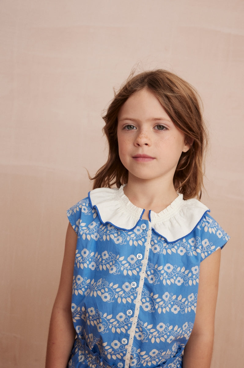 Hello Simone Sleeveless Printed Poplin Shirt