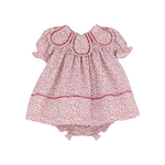 Red Floral Cotton Dress with Peter Pan Collar