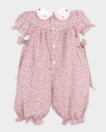 Vintage Red Floral Baby Romper with Embroidered Collar