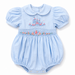 Baby Blue Princess Castle Bubble Romper