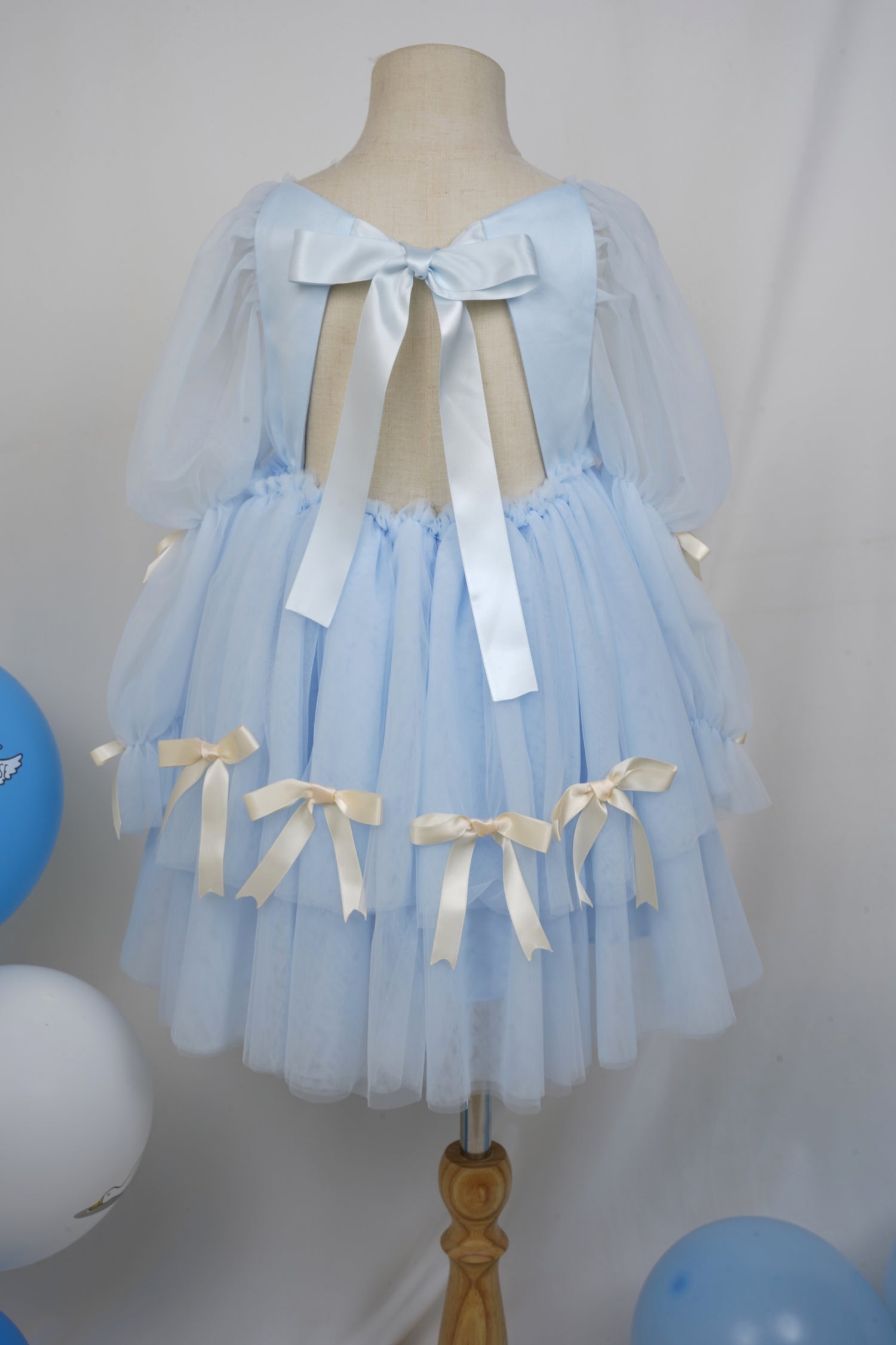 Blue Silly Goose Hand-Embroidered Tulle Birthday Dress| Pre-order