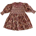 Bonjour Girls Vintage Burgundy Paisley Hand-Smocked Dress