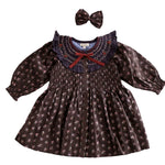 Bonjour Girls Dark Brown Ditsy Floral Dress