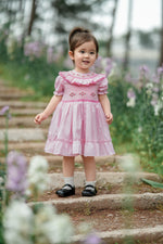 Classic Pink Check Hand-Smocked Dress