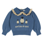 Emile et Ida Sheep Jacquard Ruffle Collar Knit Sweater