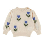 Emile et Ida Blue Tulip Baby Knit Sweater