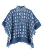 Emile et Ida Bleu Blue Jacquard Knit Poncho