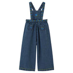 Denim Floral Embroidered Cotton Wide-Leg Dungarees