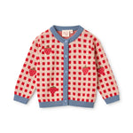 Floess Gingham Strawberry Knit Cardigan