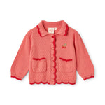 Floess Strawberry Embroidery Cardigan