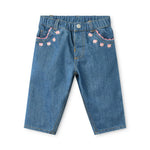 Floess Mid Blue Rose Embroidered Jeans