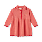 Floess Strawberry Embroidered Cotton Knit Dress