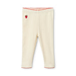 Gentle Cream Strawberry Embroidered Leggings