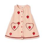 Floess Strawberry Embroidered Pinafore Dress