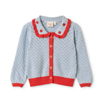 Floess Strawberry Embroidered Collar Cardigan
