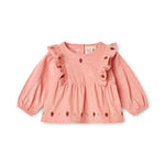 Floess Strawberry Embroidered Blouse