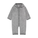 Light Grey Melange Bear Ear Hooded Baby Suit