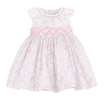 Luli & Me Smock Dress for girls pastel butterfly print dress front view